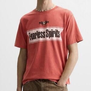 Zara Unisex Medium Fearless Spirits Graphic Tee Shirt Short Sleeve Red Boxy